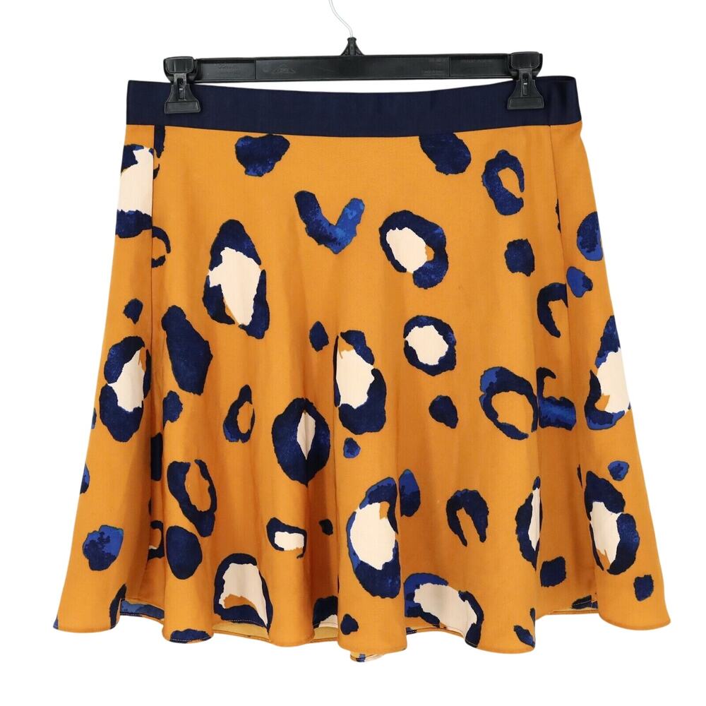 Phillip Lim 3.1 Target Skirt Womens 14 Orange Navy Blue Flare Lined Knee Length